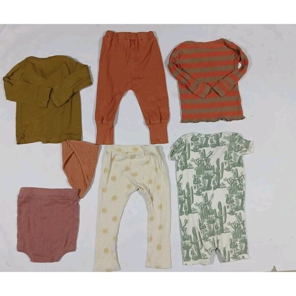 Lot of 6 Kate Quinn Tops Bottoms Romper Size 2T Sun Cactus Stripes Earthy Bamboo - Picture 5 of 8